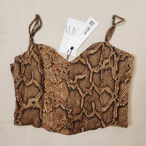 NWT Zara, Bustier Crop Top, Snake Print